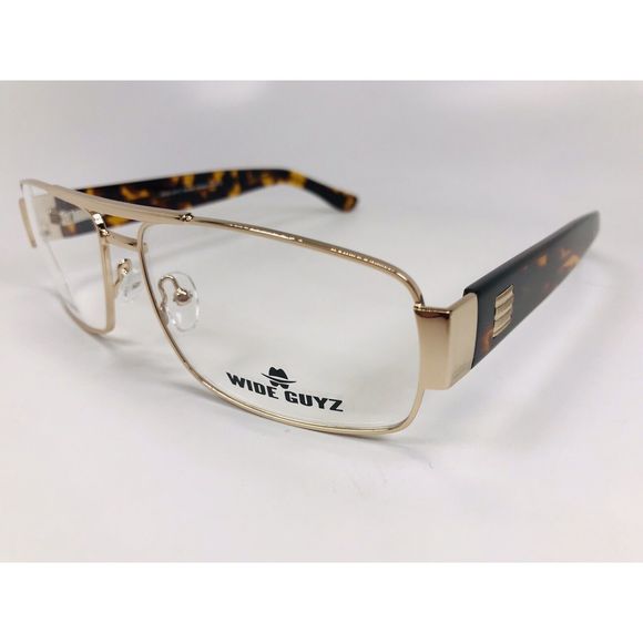 New Wide Guyz Gold & Havana SHANK Eyeglasses 60mm for The Stylish Large Man - Picture 4 of 12